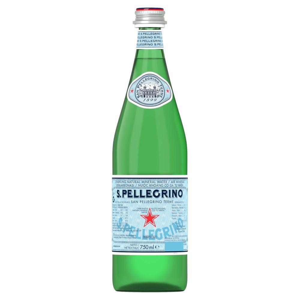 San Pellegrino Sparkling Natural Mineral Water (Glass) 75cl-Soft Drink-8002270011054-Fountainhall Wines