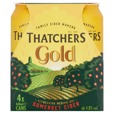 Thatchers Gold Cider 4x440ml-Cider-Fountainhall Wines