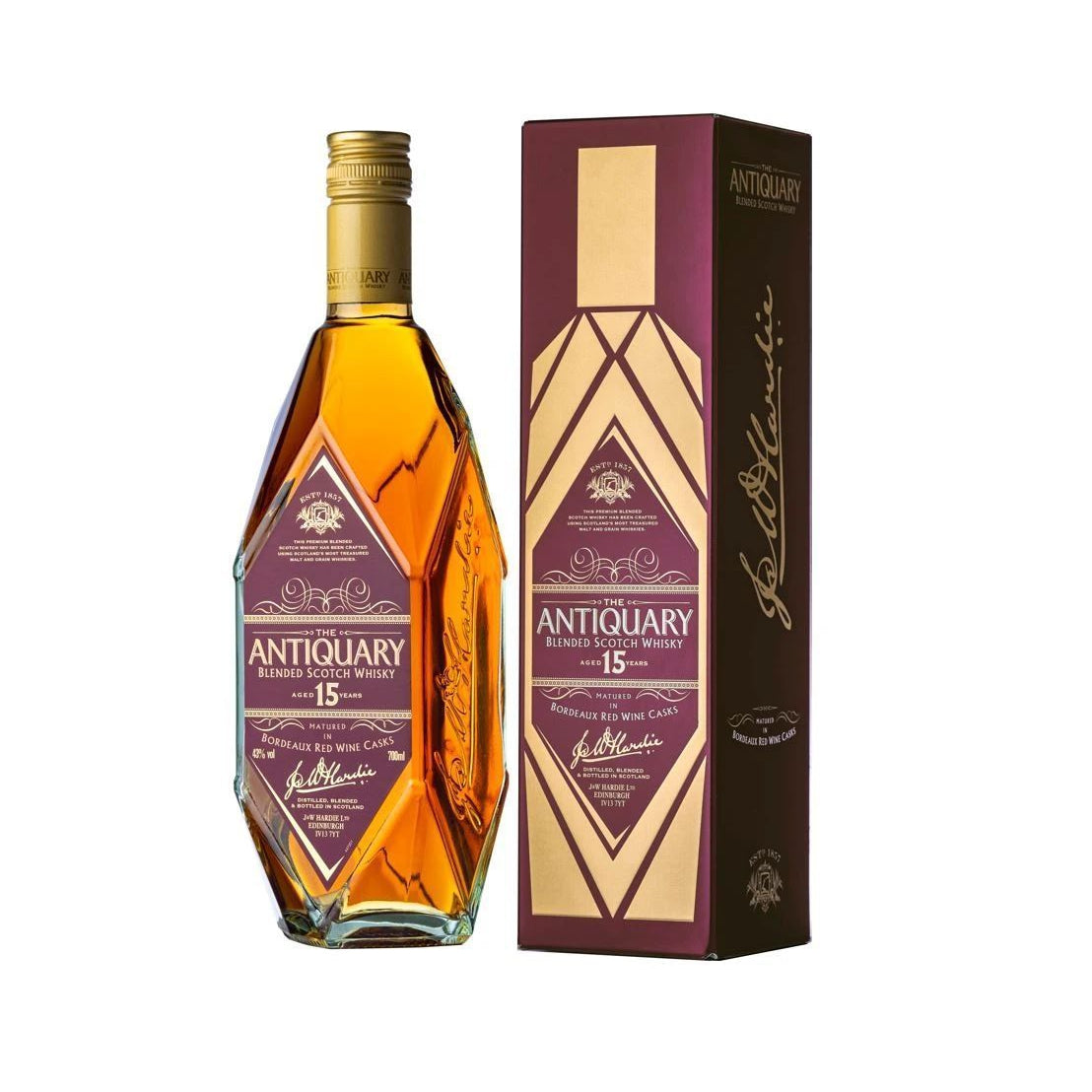 The Antiquary 15 Year Old (Matured in Bordeaux Red Wine Casks) 70cl-Blended Whisky-5018481101265-Fountainhall Wines
